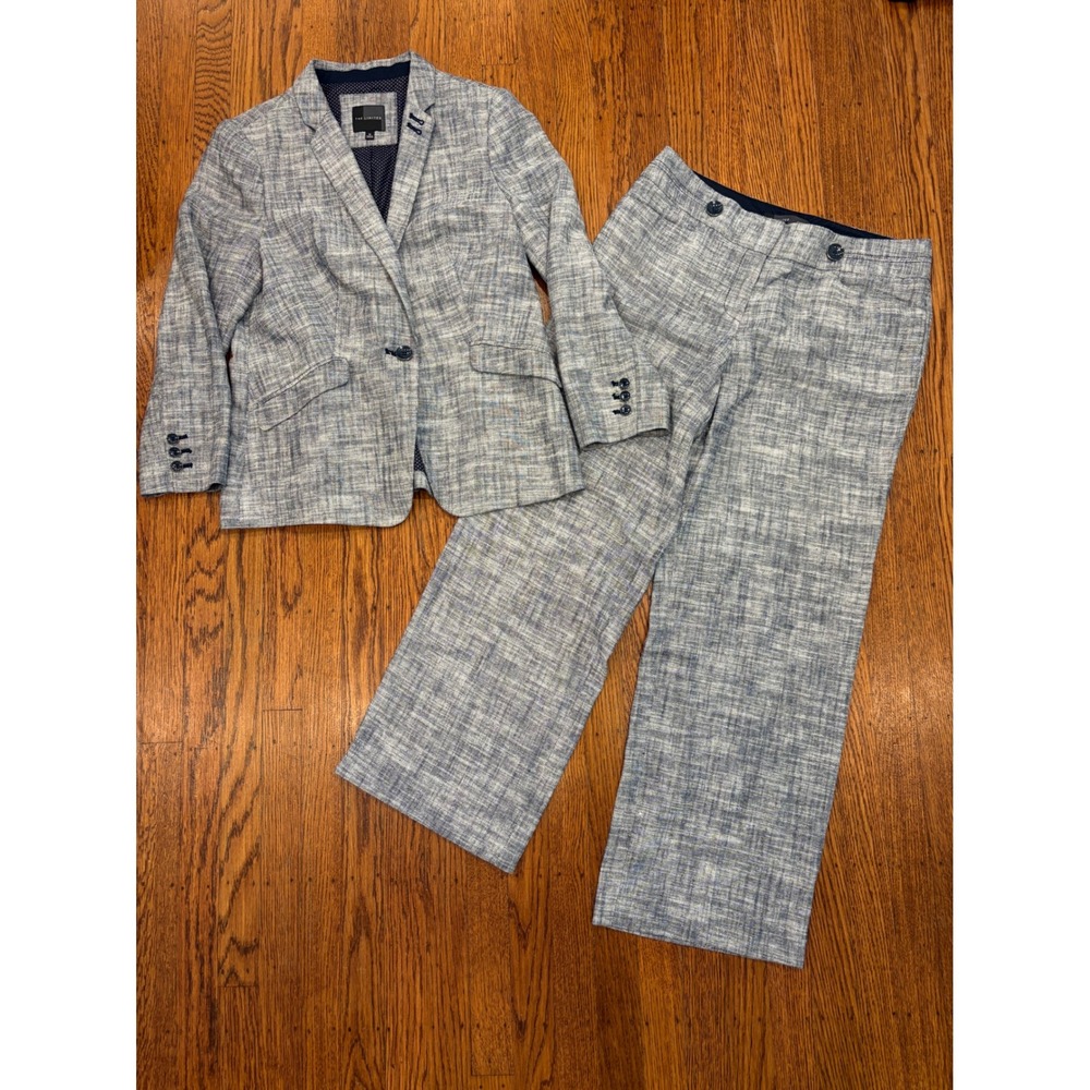 The Limited Cassidy Linen Blend Blazer Pant Suit Set Navy & Size M/6 Coastal